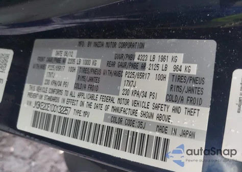 2013 Mazda Cx-5 Touring из США, поврежденный, VIN JM3KE2CE1D0132257